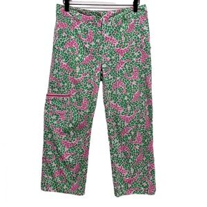 Lilly Pulitzer Vintage Capri Y2K Pants 100% Cotton Dolphin Print Cargo Size 4